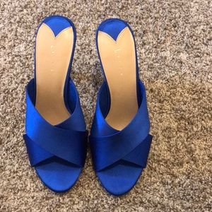 Blue Satin Mules